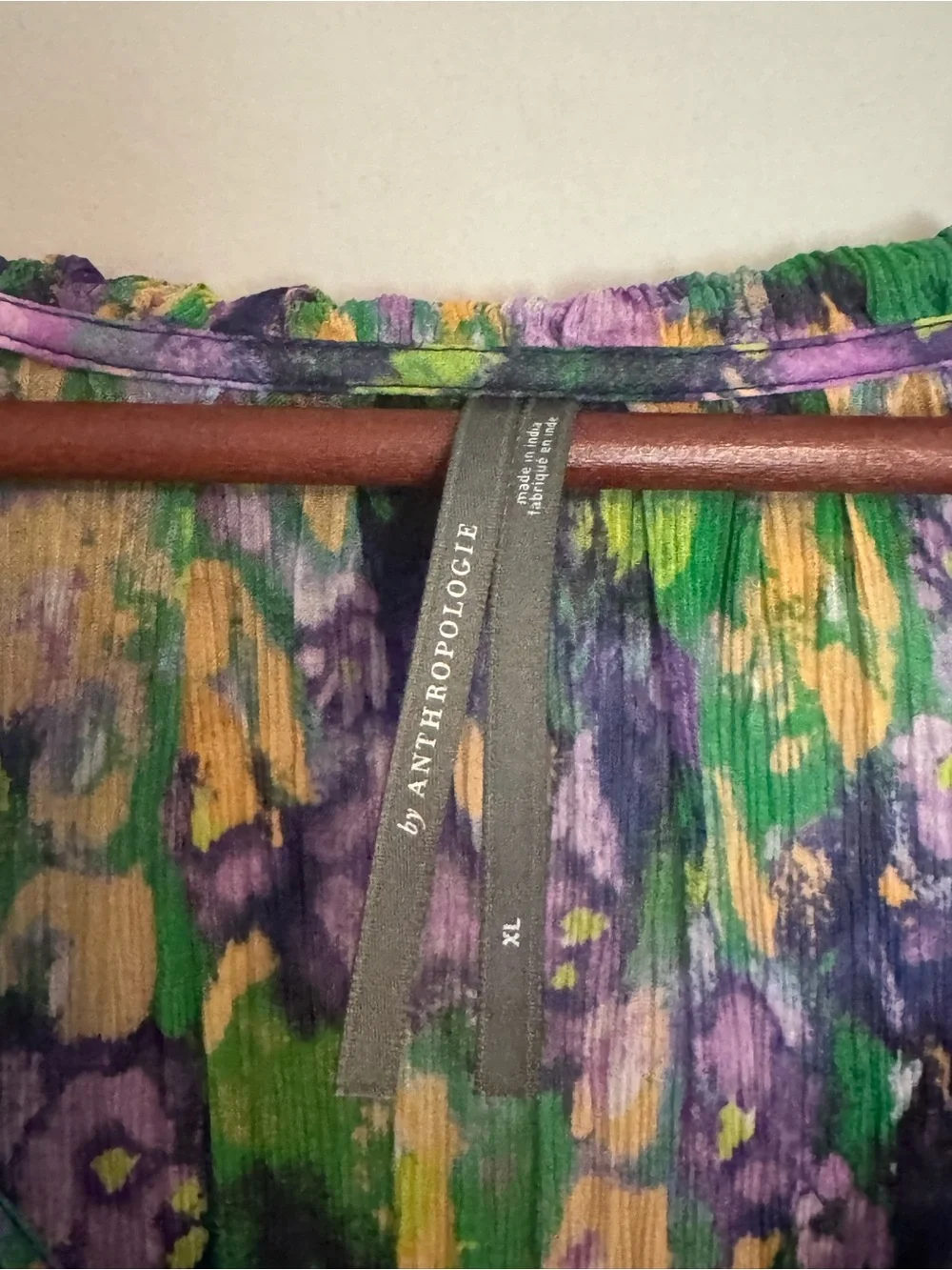 Anthropologie Marais Dress XL Chiffon Purple Green Boho Ruffle Maxi Balloon - Picture 3 of 12
